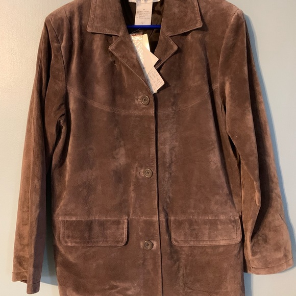 Jessica Holbrook Women’s Brown Suede Leather Jacket Size XS - Picture 2 of 8